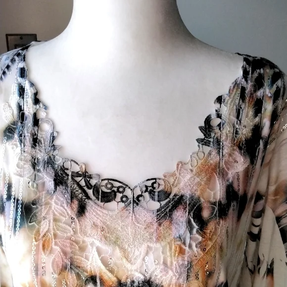 Multi-coloured sequined blouse, medium - Picture 3 of 9